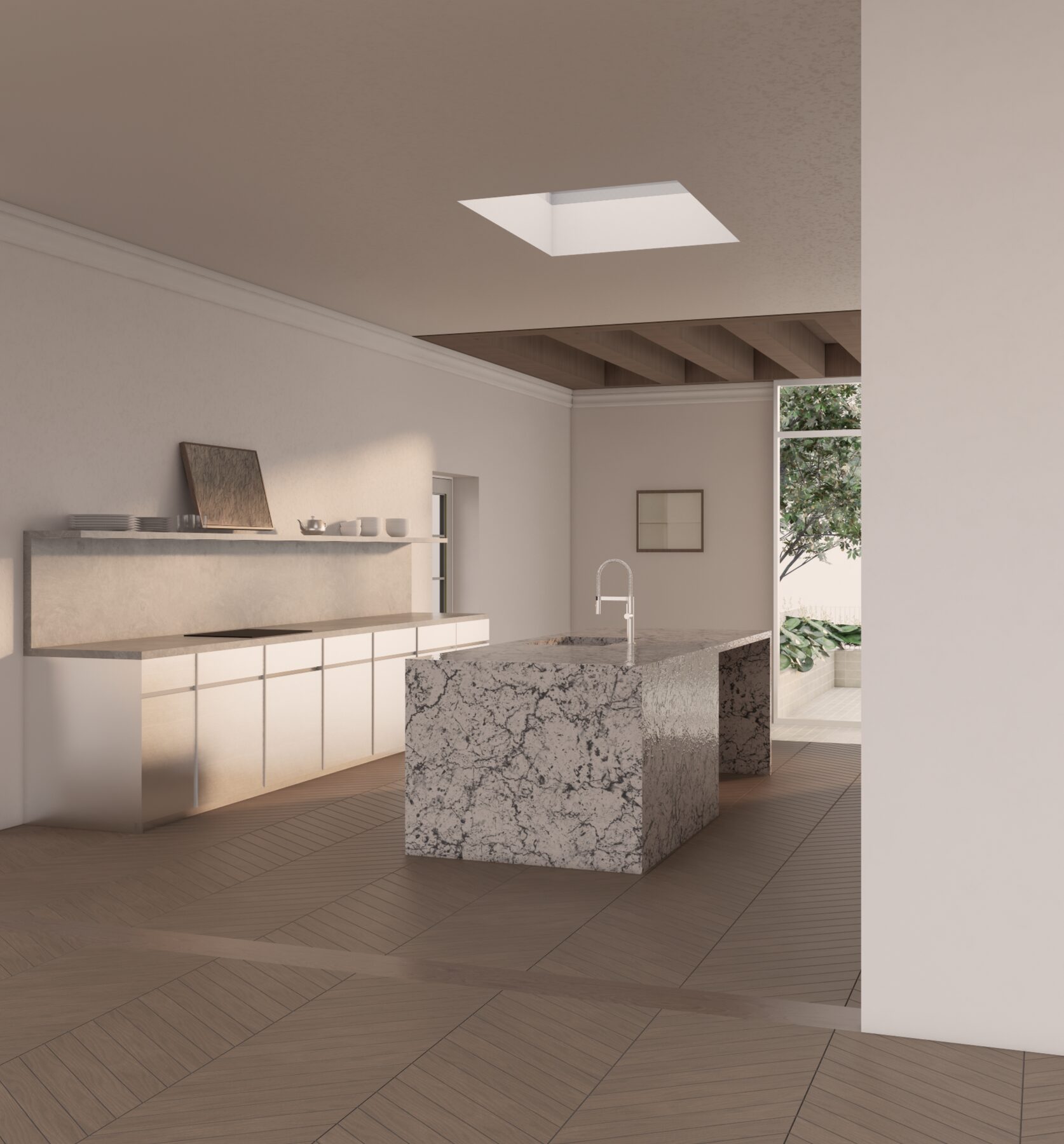 Grey Lynn Villa kitchen renovation with marble island